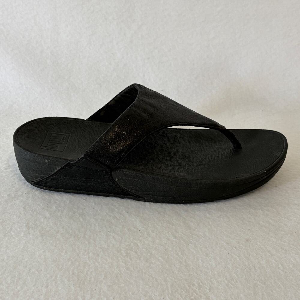 FitFlop Sandals Womens Size 11 Black Shimmer Sparkle Slip On Platform Comfort - Picture 7 of 10
